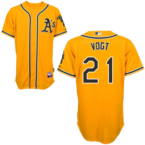 Stephen Vogt #21 MLB Jersey-Oakland Athletics Men's Authentic Yellow Cool Base Baseball Jersey